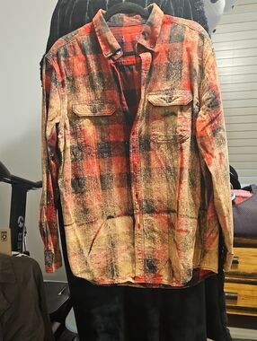 Distressed Red Plaid Button-down